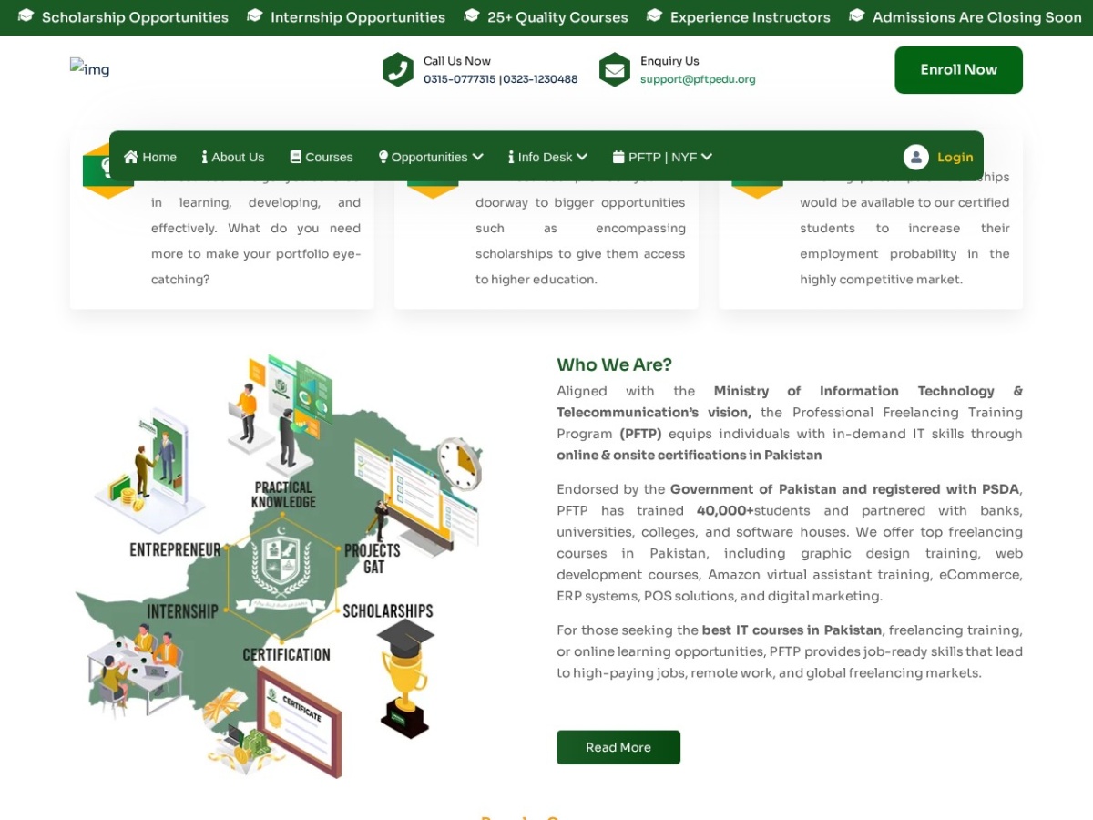 PFTP Education landing page