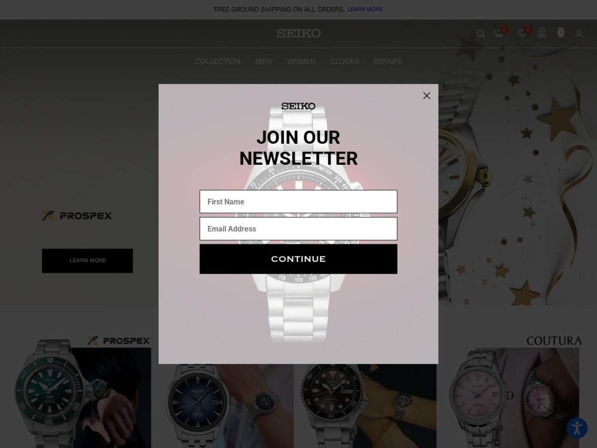 Seiko USA landing page